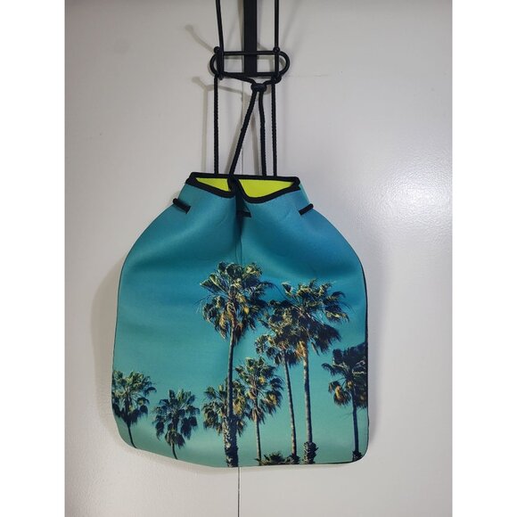 MY TAGALONGS Neoprene Cinch Beach Bag Backpack Drawstring Tropical Travel Palms - Picture 7 of 9